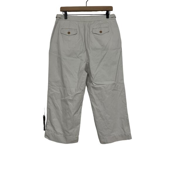 Lands End Womens Khaki Straight Leg Cropped Pants Size 10 100% Cotton - Picture 3 of 7